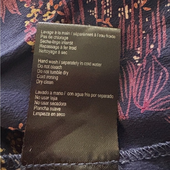 ba&sh 100% Silk Blouse Navy Abstract Print Long Sleeve FR 0 - Picture 7 of 7